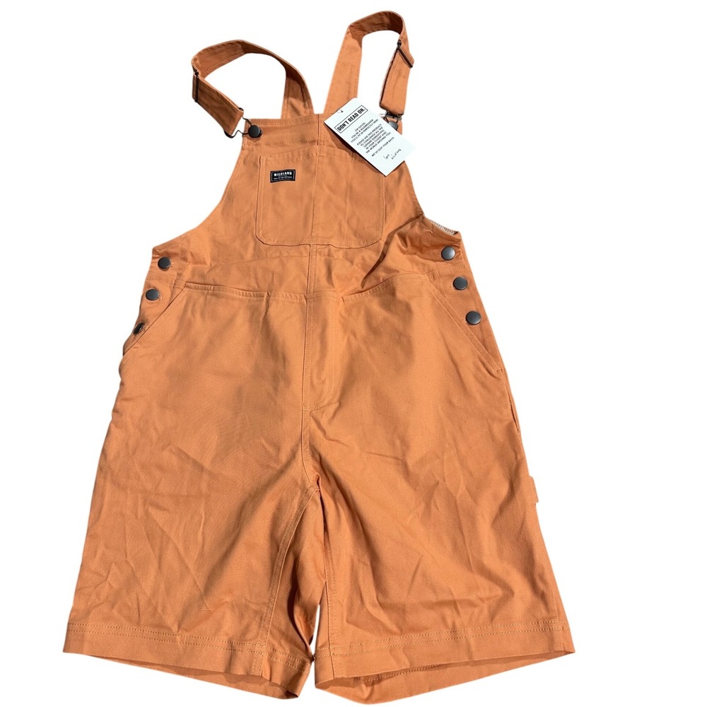 Wildfang Essential Shortall Overalls Burnt Orange Cotton Linen Small NWT